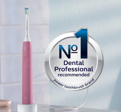 Philips Sonicare 4100 Herlaaibare Elektriese Tandeborsel, met Druksensor, 2 Intensiteitstellings – Diep Pienk (Model HX3681/26)