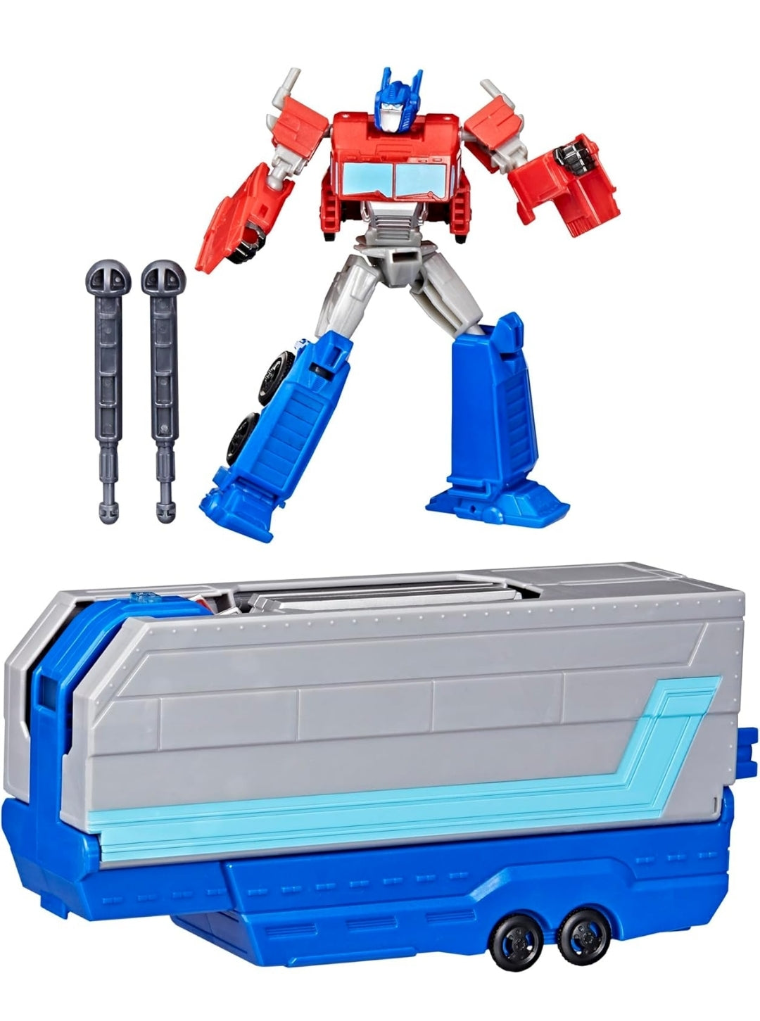 TRANSFORMERS EarthSpark Optimus Prime Battle Trailer Playset with Action Figure, Lights and Sounds, Electronic Truck Toys for Kids 6 and Up