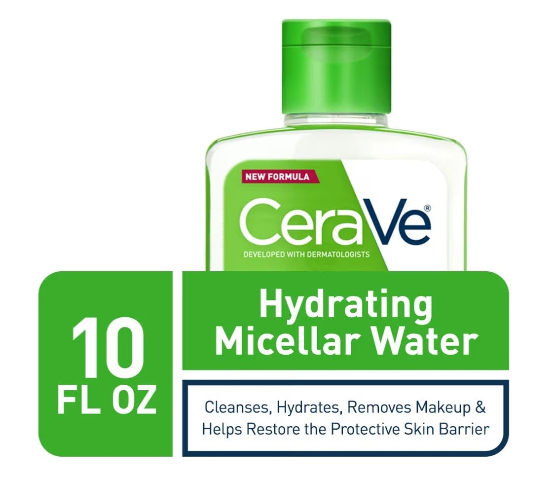 CeraVe Micellêre Water, Hidrerende Gesigsreiniger & Ooggrimeringverwyderaar met Niasinamied, Seramiede & Gliserien, Geurvry (10 Oz)