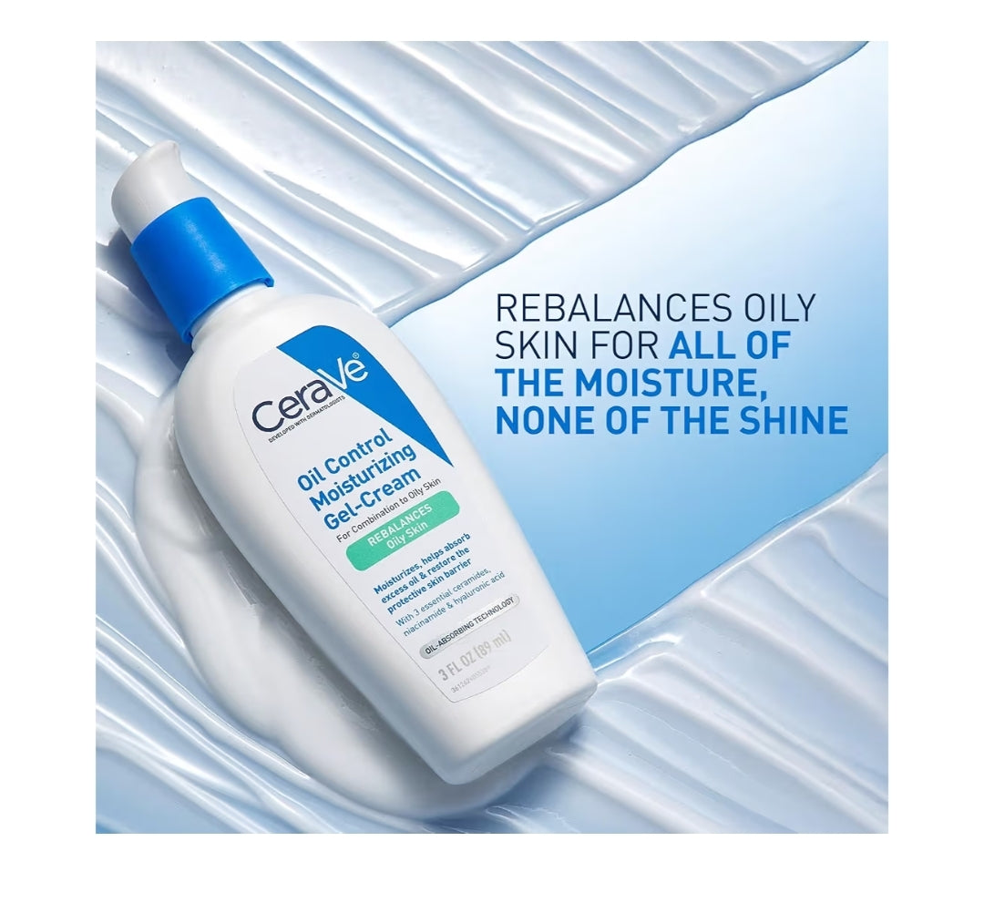 CeraVe Oil Control Moisturizing Gel-Cream, Face Moisturizer for Oily Skin, Niacinamide, Hyaluronic Acid & Oil Absorbing - Fragrance Free & Oil-Free