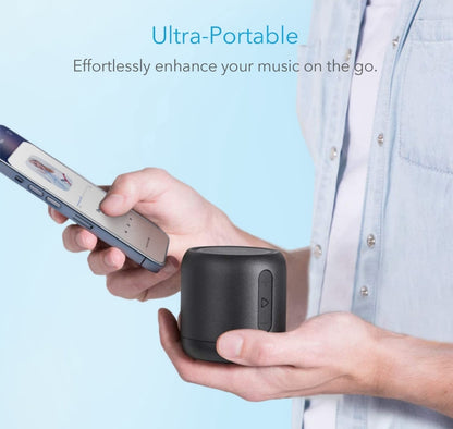 Soundcore Anker Mini, Super-Portable Bluetooth Speaker with FM Radio, 15-Hour Playtime, 66 ft Bluetooth Range, Enhanced Bass, Noise-Cancelling Microphone for Leisure and Work Use