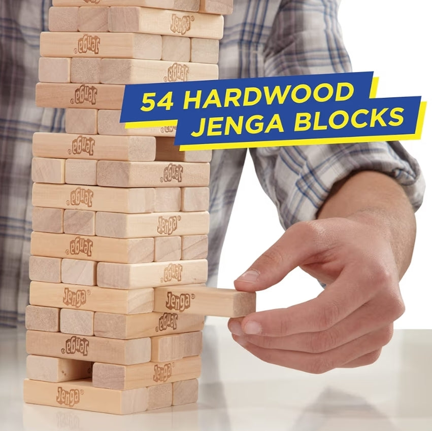 Hasbro Gaming Jenga Game  The Original Wood Block Game with Genuine Hardwood Blocks - Stacking Tower