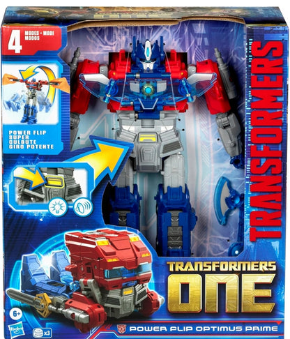 Transformers One Movie Power Flip Optimus Prime (Orion Pax) Converting Action Figure, 4 Modes, 10-inch Interactive Electronic Toy, Lights & Sounds, 6+