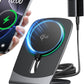 INIU Magnetic Wireless Charger Stand, Qi2 Certified 15W Mag-Safe Wireless Charging Pad with Cooling Fan, Fast Charging Pad for iPhone 16 15 14 13 12 Series AirPods 4 3 2 Pro (with Adapter)