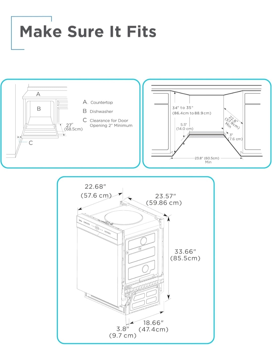 BLACK+DECKER 24" Ingeboude Skottelgoedwasser, 12-Plekkie-Opstelling-Kapasiteit met Vlekvrye Staal Binnekant, Skottelgoedwasser met 5 Wasprogramme en Slim Wasiklus, ENERGY STAR-gesertifiseer, BDW100MS, Vlekvrye Staal
