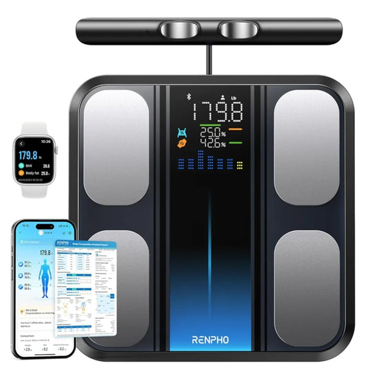 Smart Scale for Body Weight 8-Electrode Digital Bathroom Scale with BMI Body Fat Muscle Mass, Body Composition Analyzer, Larger Platform