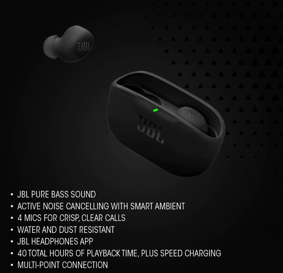 JBL Vibe Buds 2 - True Wireless Noise Cancelling Earbuds Pure Bass Sound & Smart Ambient - (White)