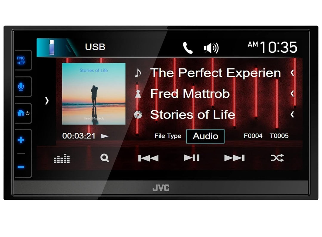 JVC KW-M780BT Lecteur multimédia numérique Apple CarPlay Android Auto, Double Din, écran tactile ACL de 6,8 pouces, AM/FM, Bluetooth, lecteur MP3, port USB, iDatalink Maestro, SiriusXM, amplificateur de classe D, autoradio