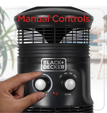 Black+Decker 360˚ Draagbare Verwarmerwaaier Kombinasie 2in1 Persoonlike Mini-ruimteverwarmer