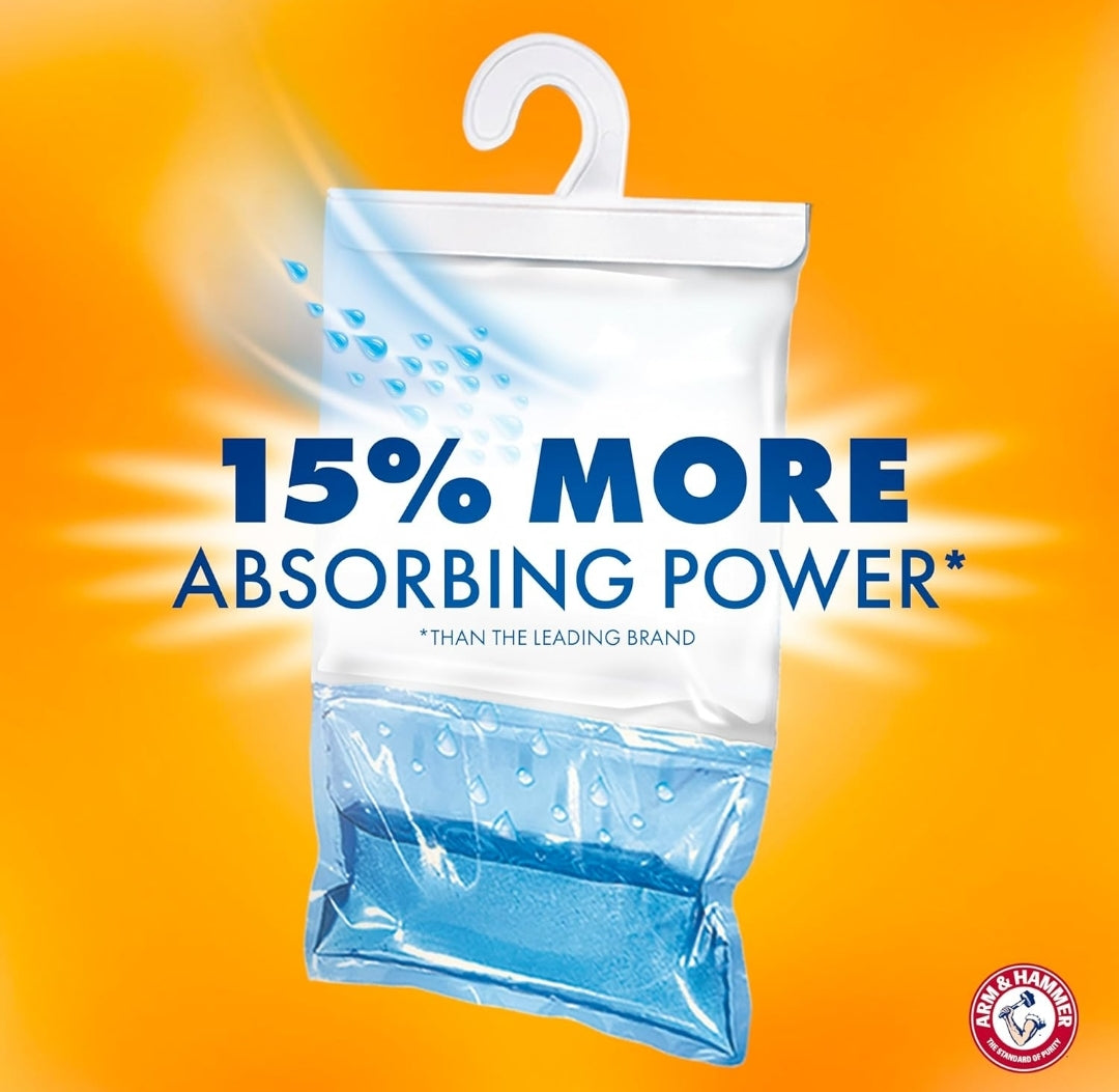 Arm & Hammer Fragrance Free Hanging Moisture Absorber and Odor Eliminator - (Packs of 2) Traps Moisture for Fresher, Cleaner Air