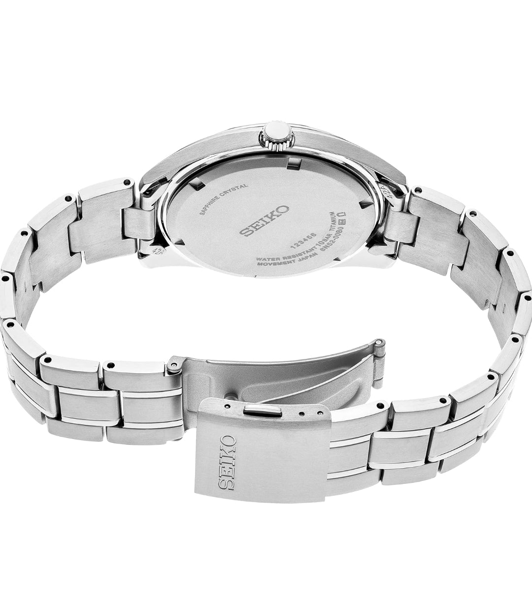 Seiko Manshorlosie Blou Wysplaat m/ Sonstraalafwerking, Datumkalender, Titaankas & -band, Saffierglas, en 100m Waterbestand - NUUT
