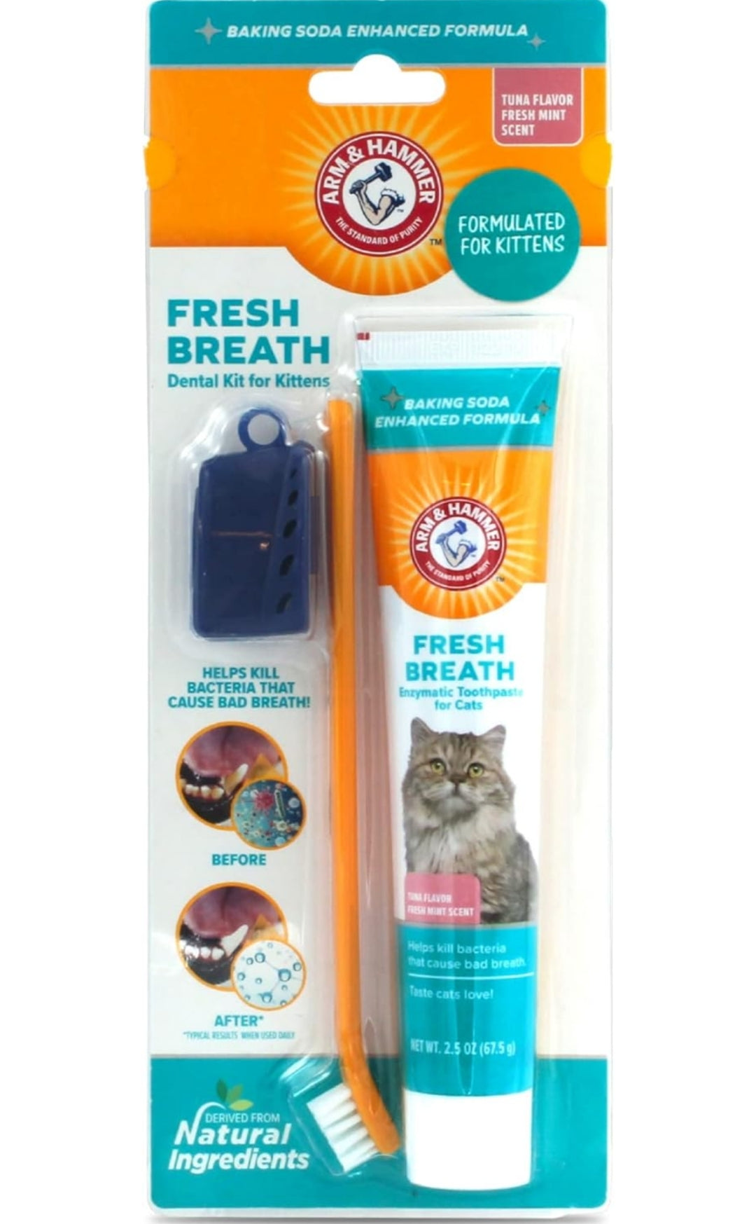 Arm & Hammer Cat Dental Kit - Toothbrush, Toothpaste and Oral Care for Kittens with Tuna and Fresh Mint Flavors