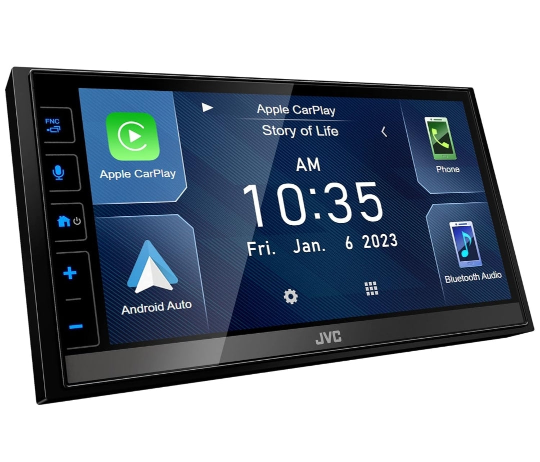 JVC KW-M780BT Lecteur multimédia numérique Apple CarPlay Android Auto, Double Din, écran tactile ACL de 6,8 pouces, AM/FM, Bluetooth, lecteur MP3, port USB, iDatalink Maestro, SiriusXM, amplificateur de classe D, autoradio