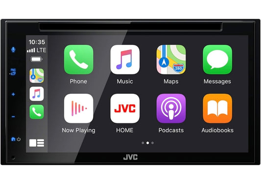 JVC KW-V66BT Apple CarPlay Android Auto DVD/CD-speler met 6.8" Kapasitiewe Raakskerm, Bluetooth Oudio en Hands-Free Oproepe, MP3-speler, Dubbel DIN, 13-Band EQ, SiriusXM, AM/FM Motorradio