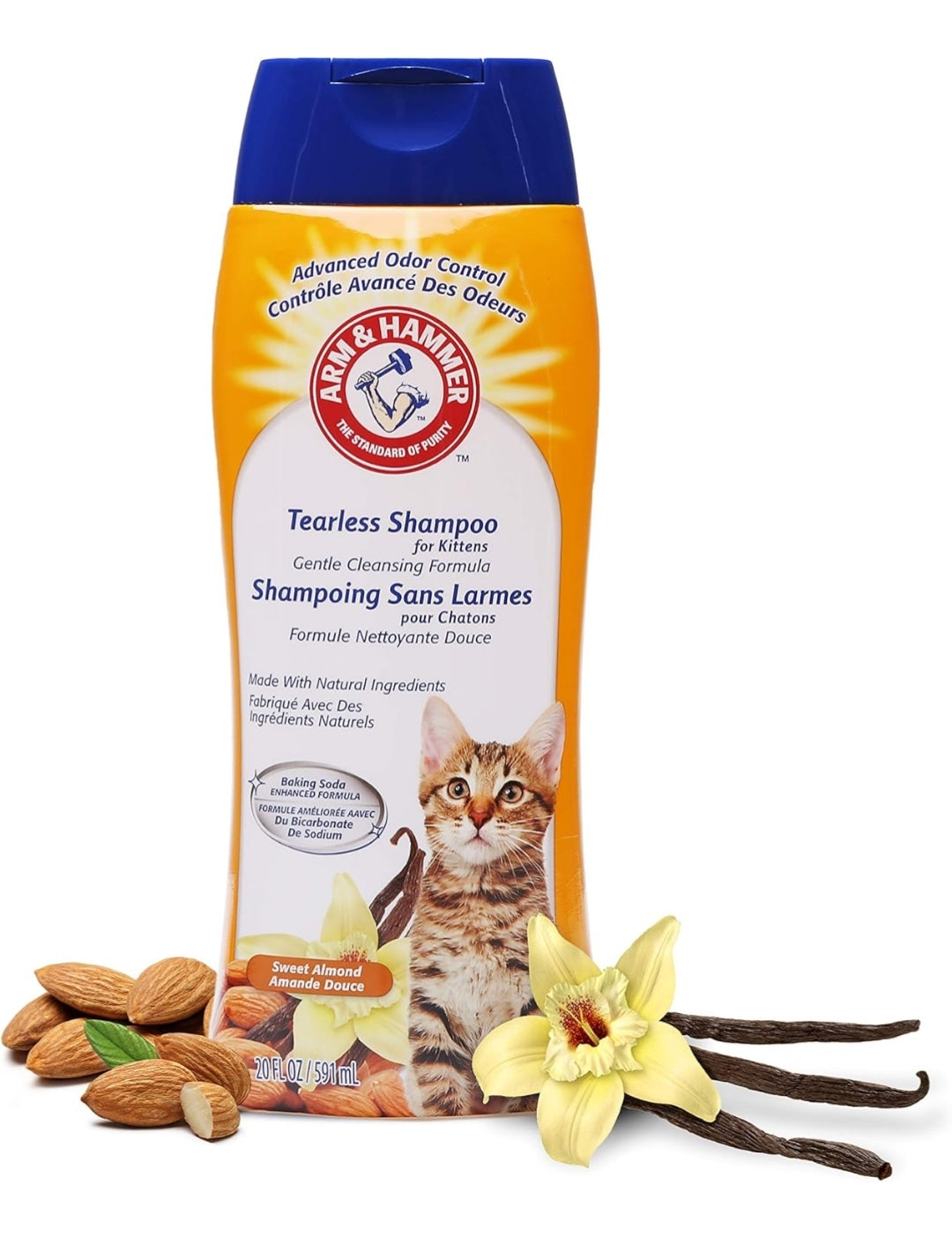 Arm & Hammer Tearless Kitten Shampoo for Cats Natural Cat Shampoo for Odor Control (20Oz)  (Pack of 1)