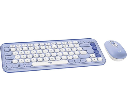 Logitech POP ICON Combo, Bluetooth-sleutelbord-en-muis-kombinasie, Gemaklike Tik, programmeerbare Sleutels en Knoppies, Stil kliek, Maklike-Skakel tot 3 Toestelle - Lilak