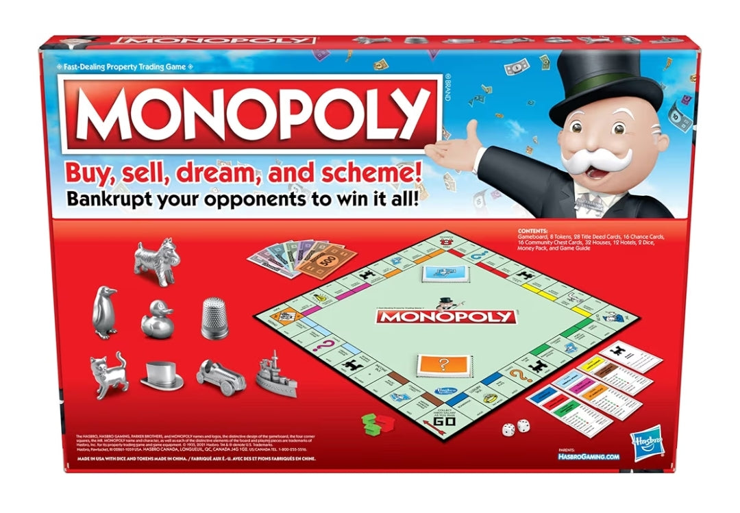 Monopoly Family Board Games for 2 to 6 Players & Kids Ages 8 and Up, Includes 8 Tokens (Token Vote Edition)
