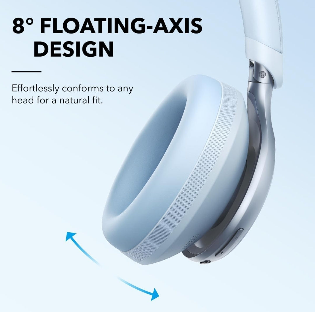 Soundcore by Anker, Space One, Active Noise Cancelling Headphones, 2X Stronger Voice Reduction, 40H ANC Playtime, App Control, LDAC Hi-Res Wireless Audio, Comfortable Fit, Clear Calls, Bluetooth 5.3