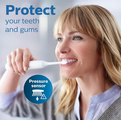 Philips Sonicare ProtectiveClean 5100 Herlaaibare Elektriese Tandeborsel, met Druksensor, 3 Skoonmaakmodusse, SmarTimer en QuadPacer - Reiskas, Swart (Model HX6850/60)