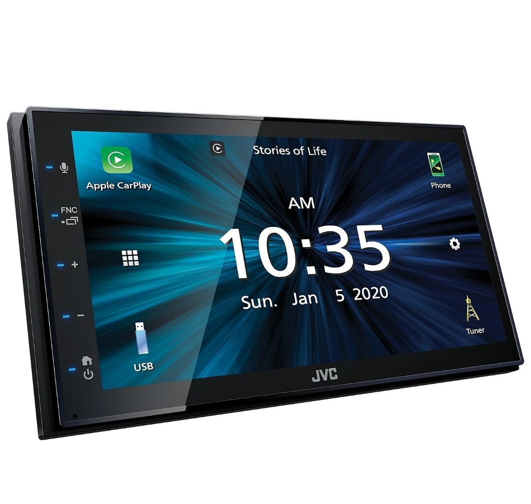 JVC KW-M560BT Apple CarPlay Android Auto Multimediaspeler met 6.8" Kapasitiewe Raakskerm, Bluetooth Oudio en Handvrye Oproepe, MP3-speler, Dubbel DIN, 13-band EQ, SiriusXM, AM/FM Motorradio