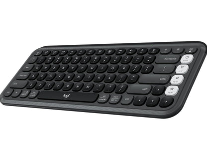 Logitech POP ICON Keys Draadlose Bluetooth-sleutelbord, Gerieflike Tik, Programmeerbare Sleutels, Maklik-Wissel tussen tot 3 Toestelle, vir Skootrekenaar, Tablet, PC – Grafiet en Wit