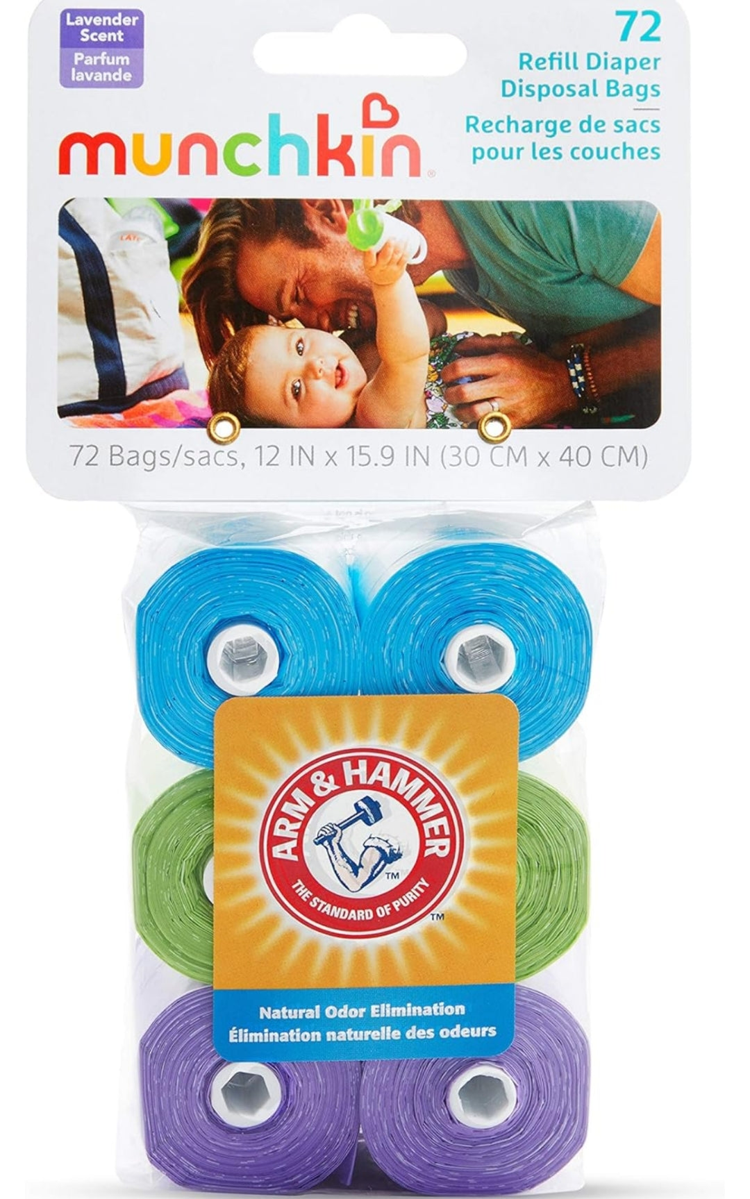 Munchkin Arm and Hammer Diaper Bag Refills -  6 Pack (72 Bags)