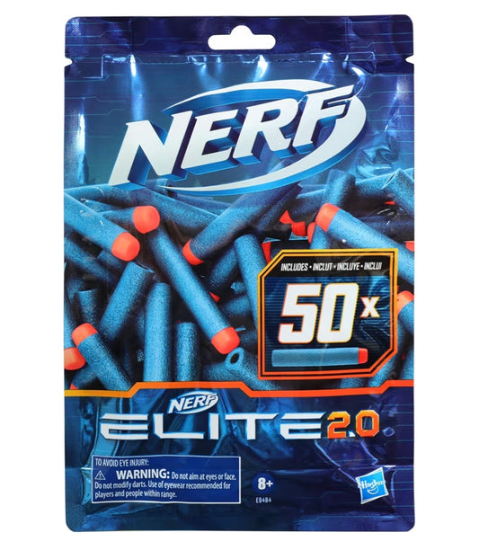 Nerf Elite 2.0 50-Dart Refill Pack, 50 Foam Darts Compatible with All Official Blasters That Use Elite Darts (Pack of 2)