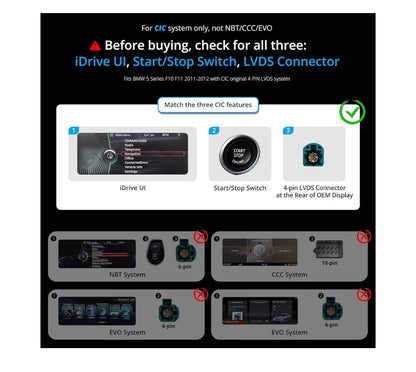 12.3" Androrid Hoofeenheid Versoenbaar met BMW 5 Reeks F10 F11 2011-2012 CIC Stelsel, 6G+128G, GPS-sporing, Draadlose CarPlay & Android Auto, Dubbele Bluetooth, 4G LTE