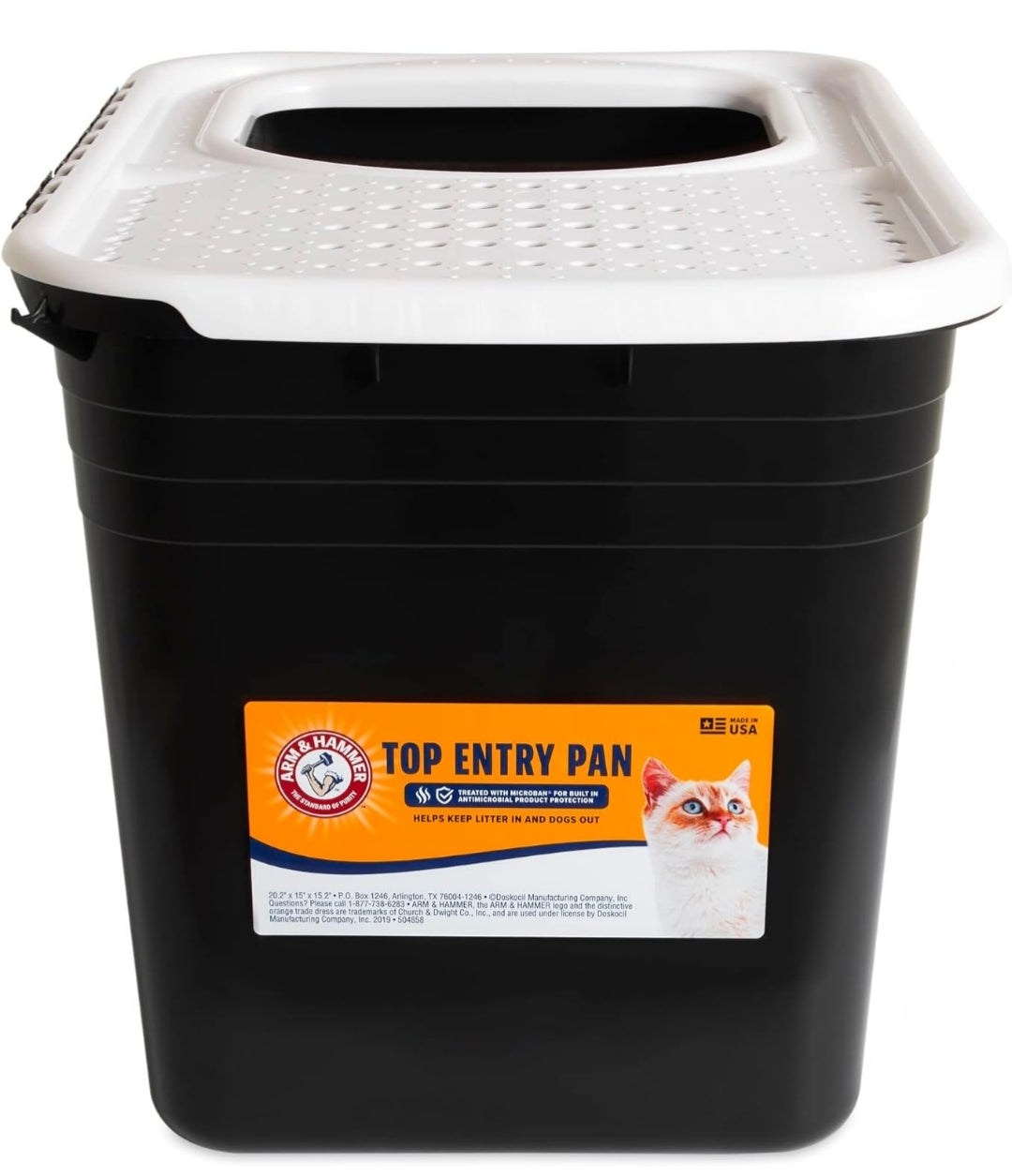 Arm & Hammer Premium Top Entry Litter Box with Filter to Clean Paws and Microban