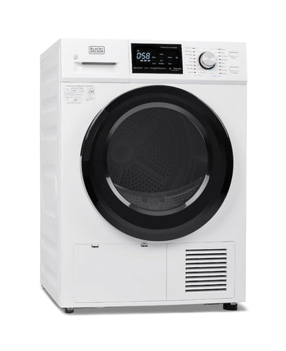 BLACK+DECKER 4.4 Kvt. Vt. Elektriese Droër met Hittepomp, 22 lb. Kapasiteit, 240V Elektriese Wasgoeddroër met 16 Siklusse, Sonder Buite-uitlaat, BDFH44M, Wit