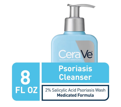 CeraVe Reiniger vir Psoriase Behandeling met Salisielsuur vir Droë Vel Jeukverligting & Melksuur vir Afskilfering, sonder Geur (236 ml)