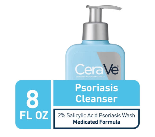 CeraVe Reiniger vir Psoriase Behandeling met Salisielsuur vir Droë Vel Jeukverligting & Melksuur vir Afskilfering, sonder Geur (236 ml)