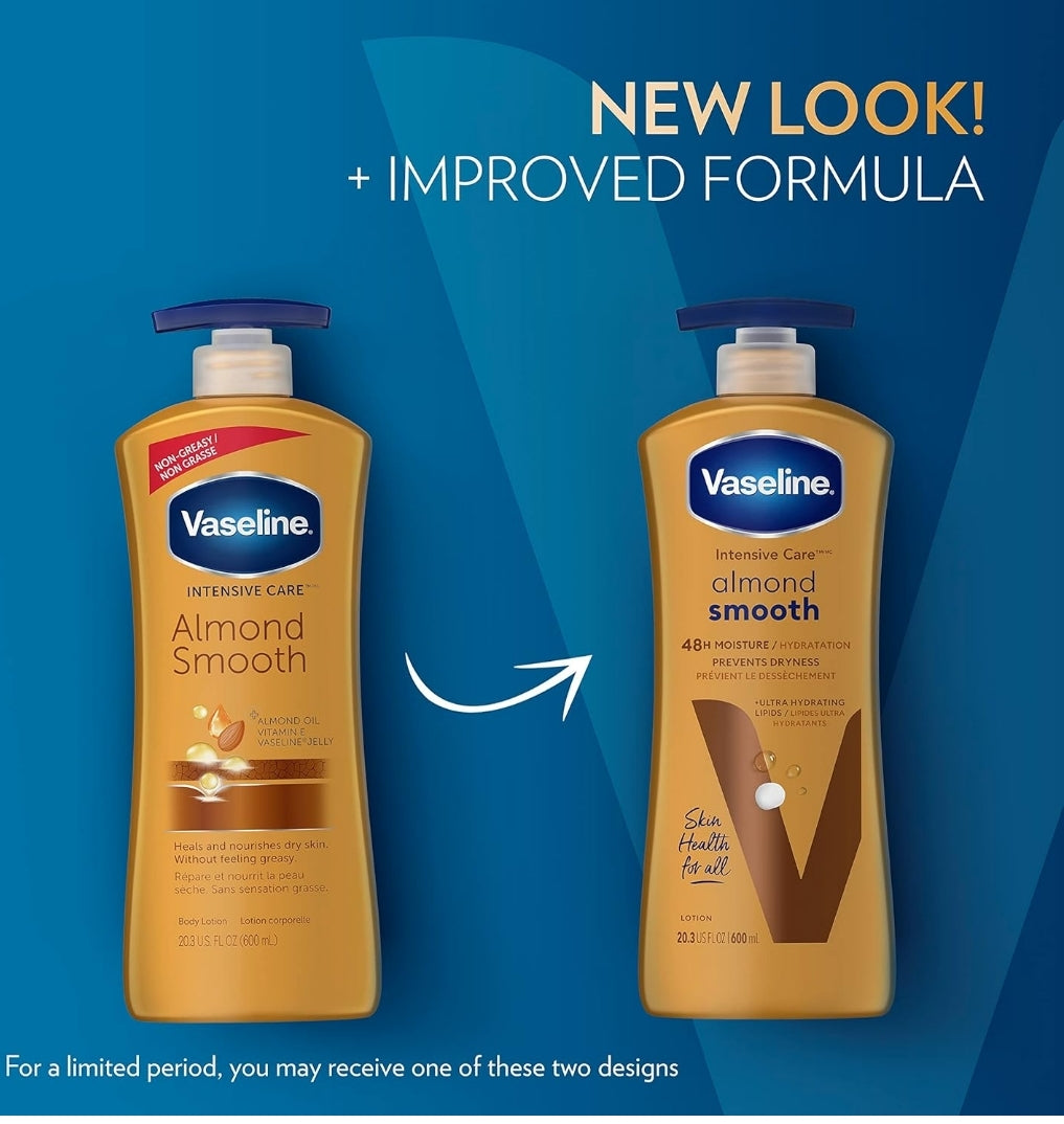 Vaseline Intensive Care hand and body lotion Almond Smooth for Rich Moisturization 20.3 Oz