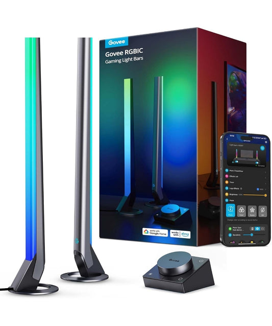 Govee RGBIC-speletjieligtebalke H6047 met slimbeheerder, Wi-Fi-slim-LED-speletjieligte met musiekmodusse en 60+ ingeboude toneelmodusse, werk met Alexa en Google Assistant, speletjiekamerligte-dekor