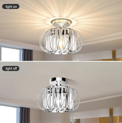 Kristal Semi-Ingeboude Plafonlig - Kandelaarbeligting Modern - Chroom