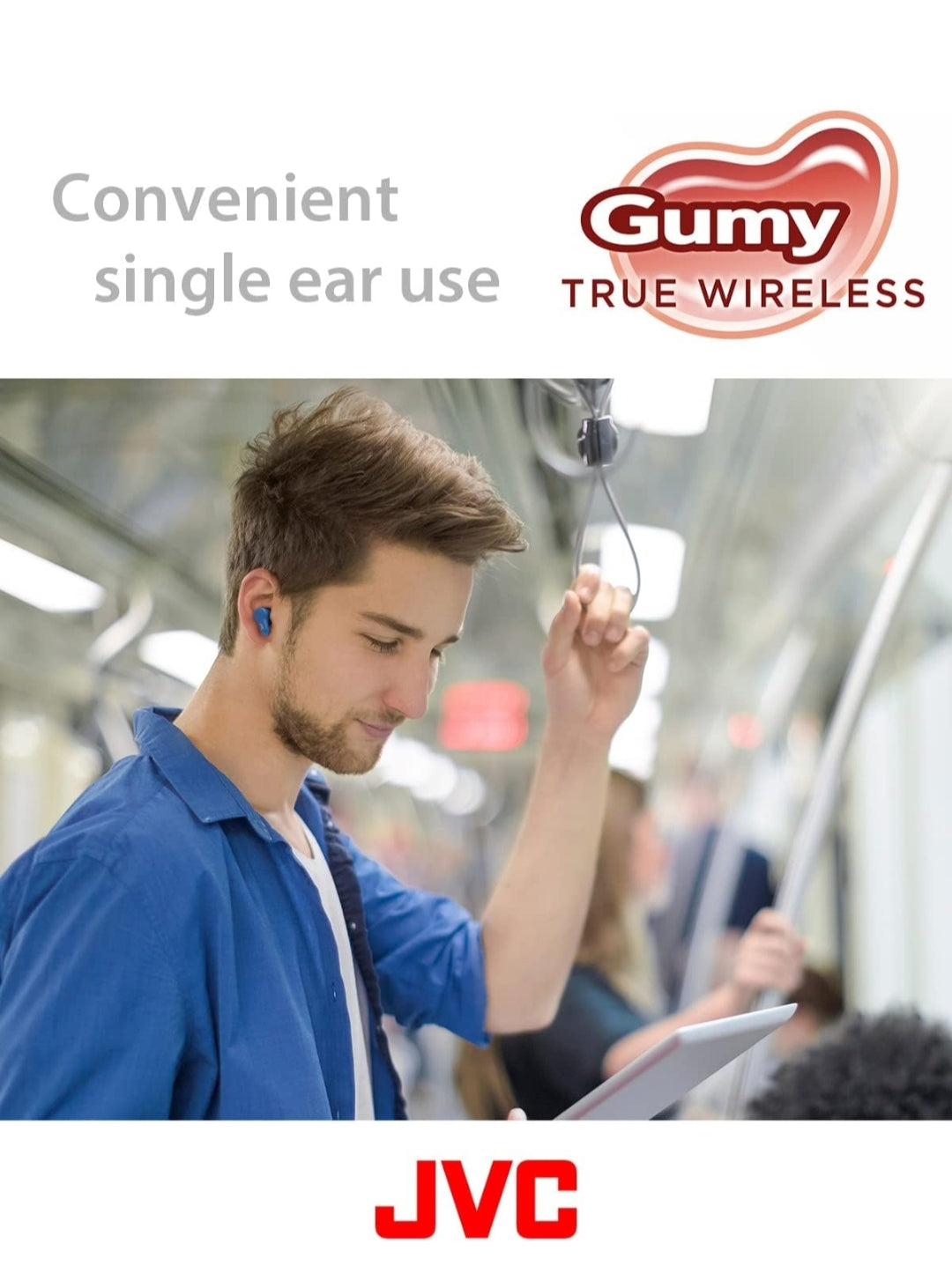 JVC Gumy Ware Draadlose Oorfone, Bluetooth 5.3, Laaikas, 24-Uur Speeltyd, IPX4 Waterbestand, Gemaklike Veilige Pasvorm met XS/S/M/L Oorstukke, Ingeboude Mikrofoon vir Oproepe, iPhone/Android/PC - HAA7T2