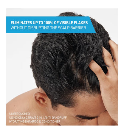 CeraVe 2 In 1 Hidrerende Anti-Roos Sjampoe En Conditioner, 1% Pirition Sinks Roosbehandeling, Kleurveilig & Sulfaatvry - Verlig Jeukerige Kopvel