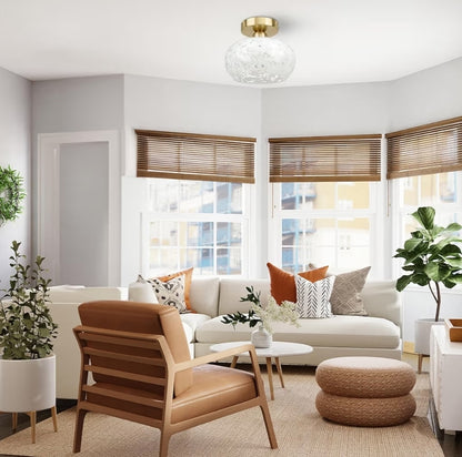 TUIS Moderne Plafonlig met Semispaarsnyding, Glas Slaapkamerlig, Naby Plafon, Ganglig