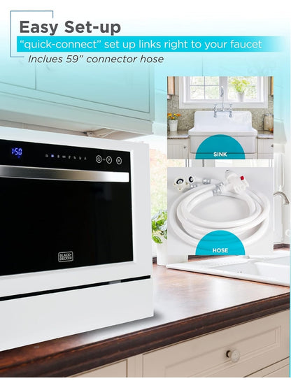 BLACK+DECKER BCD6W 6 Plekplek Skottelgoedwasser ENERGY STAR Draagbaar Kompakte Werkbladmodel