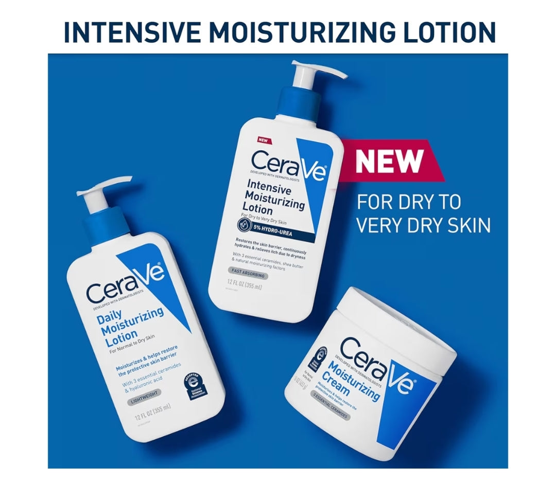 CeraVe Intensive Hidrerende Lotion, Hidro-Ureum + Karitébotter, Liggaamsroom Vir Droë Vel, Verlig Tekens Van Ekstra Droë Vel - 8oz