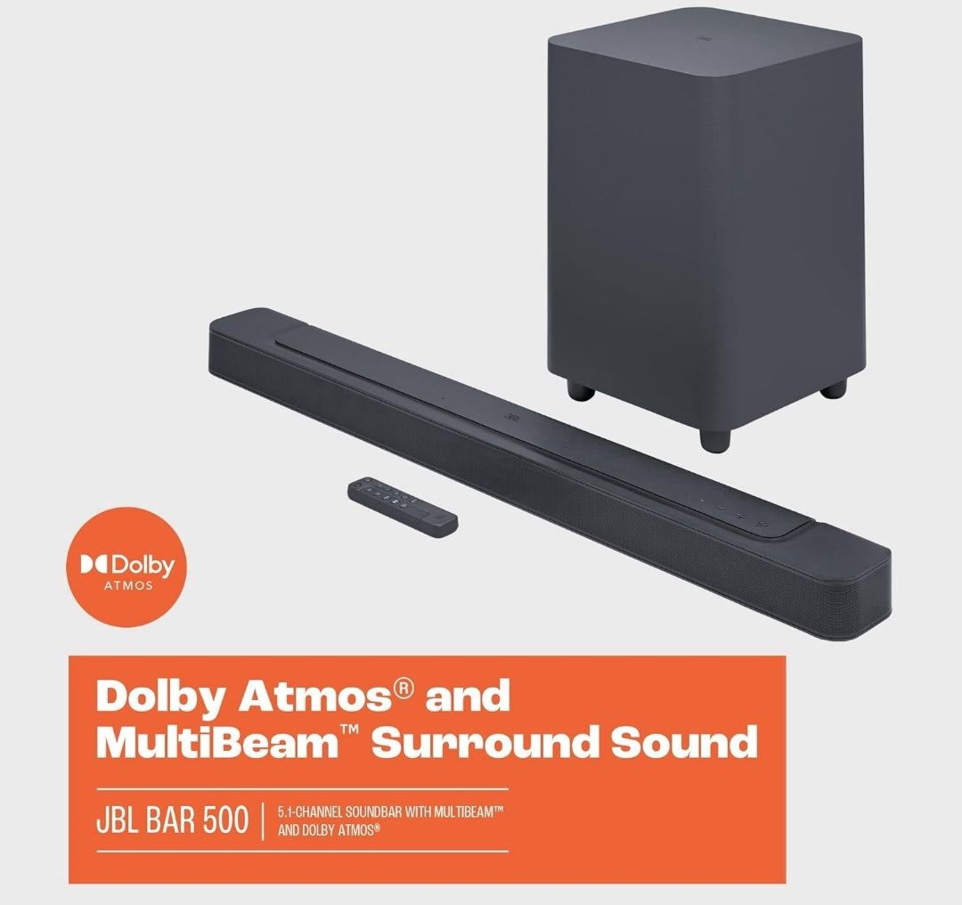 JBL Bar 500: 5.1-Channel soundbar with MultiBeam and Dolby Atmos - Black