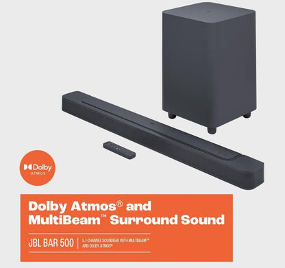 JBL Bar 500: 5.1-kanaal klankbalk met MultiBeam en Dolby Atmos - Swart