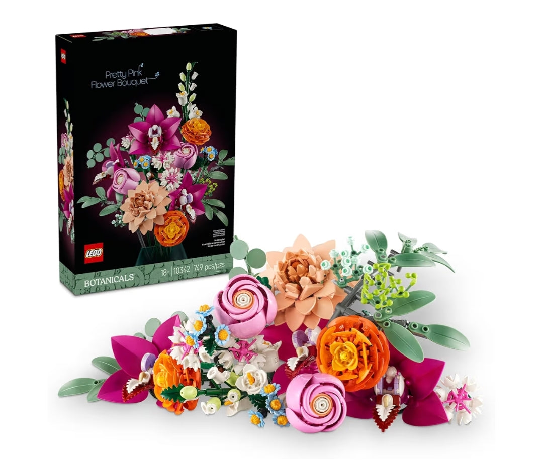 LEGO Botanicals Pretty Pink Flower Bouquet Building Set for Adults Artificial Flowers for Decor or Table Display