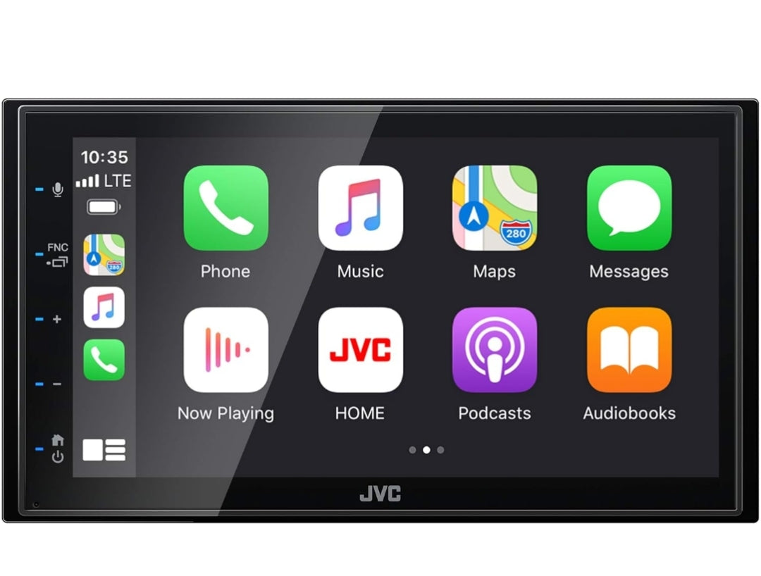 JVC KW-M560BT Apple CarPlay Android Auto Multimedia Speler met 6.8" Kapasitiewe Raakskerm, Bluetooth Oudio en Hands-Free Oproepe, MP3-Speler, Dubbel DIN, 13-Band EQ, SiriusXM, AM/FM Motorradio