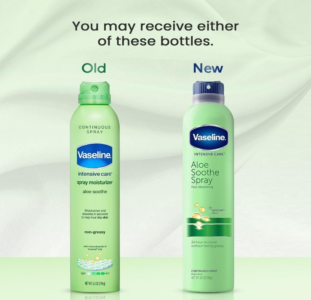Vaseline Aloe Soothe Spray 2-Pack – Non-Greasy, Fast-Absorbing All-Over Soothing Moisturizer for Dry Skin, 6.5 Oz Ea