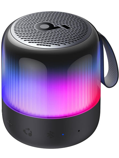 Soundcore Glow Mini Portable Speaker By Anker, Bluetooth Speaker with 360° Sound, Light Show, 12H Battery, Customizable EQ and Light, IP67 Waterproof and Dustproof, for Camping, Home and Beach Parties