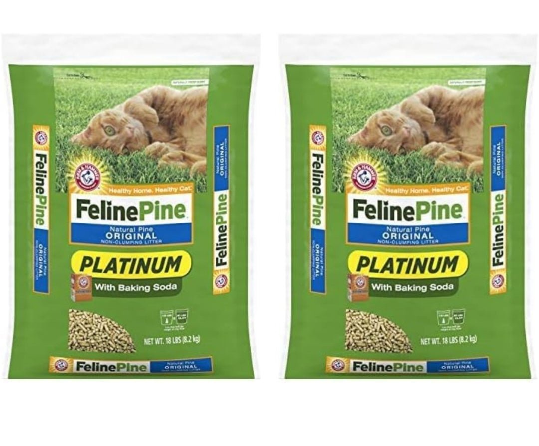 Feline Pine Platinum Non-Clumping Cat Litter 18lb. (Pack of 2)