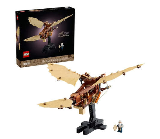 LEGO Icons Leonardo da Vinci se Vliegmasjien DIY-stel – Ornitopterbou-stel Handwerk vir Huis- of Kantoordekor met Uitstalker