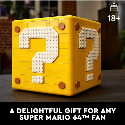 LEGO Super Mario 64 Vraagtekenblok Boustel – Videospeletjie-modelstel sluit 4 mikroskaal-speletjievlakke met 10 minifigure in