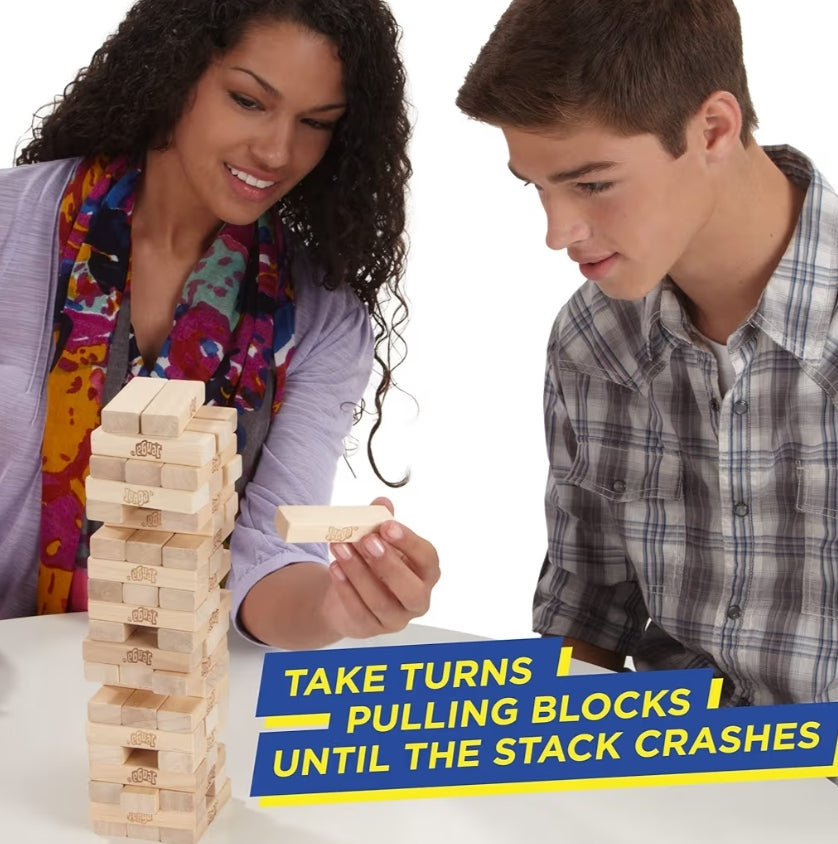 Hasbro Gaming Jenga Game  The Original Wood Block Game with Genuine Hardwood Blocks - Stacking Tower
